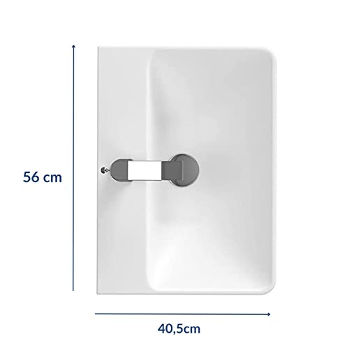 CERSANIT Waschbecken Eckig | BxTxH: 56 x 40,5 x 16 cm | Waschbecken Bad | Zentrales Hahnloch | Zur Solomontage mit Dekorativem Siphon | Waschbecken aus Keramik | Weiß