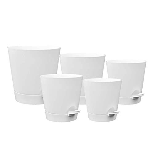 Duiaynke 5 macetas automáticas de absorción de agua para interiores y exteriores, con agujero de drenaje para jardín, contenedor para plantas, regalo para amantes de la jardinería