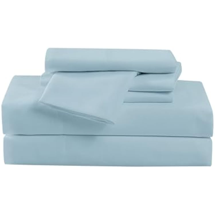 CANNON Heritage Solid Sheet Set Blue Polyester 4-Piece Twin Sheet Set, Solid Color Themed, for Men and Women, Oeko-TEX Certified Confidence