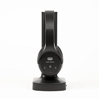 Trevi FRS 1480 R Cuffie TV Wireless Senza Fili, Portata Fino a 30 Metri, Ideale per TV e Hi-Fi, Ingresso Ottico, Batteria Ricaricabile, Alimentatore Base e Cavo Ottico in Dotazione