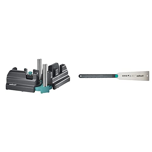 wolfcraft Bevel and mitre Box I 6948200 I 2-in-1 Product for Precise baseboards & Japanese Saw I 6951000 I for Easily Sawing baseboards, Branches, or Plastic Pipes