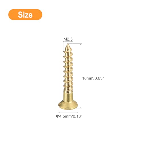 uxcell Tornillos para Madera, 30 Piezas M2.5 x 16mm Cabeza Plana Ranurada Autorroscante para Carpintería y Muebles miniatura 2