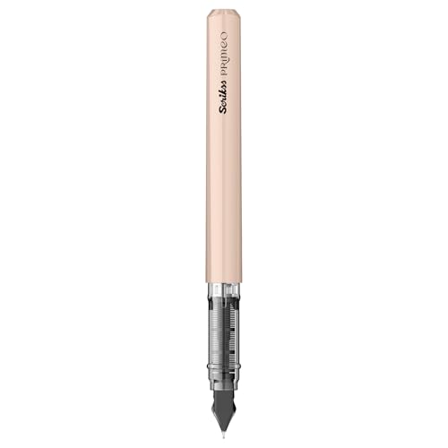 Image of Scrikss Primeo Medium Nib Fountain Pen | 3 Cartridges Included | Stainless Steel Nib & ABS Body | Latte Pastel Brown| in Blister Pack
