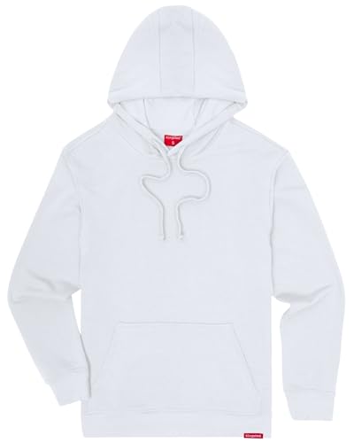 Kingsted White Hoodie for Men Super Soft Lightweight Sweatshirt Premium Terry Fabric Classic Everyday Comfort Fit (White Large)