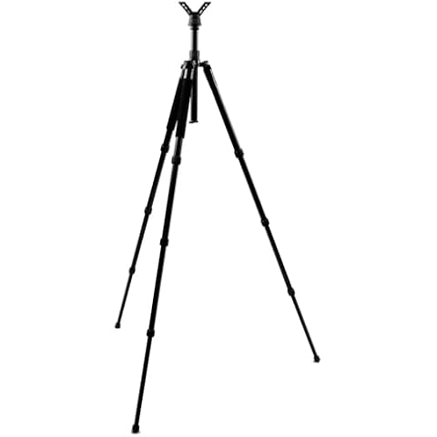 HUNTPAL 17"-61" Shooting Stick Hunting Tripod Stand Gun Rifle Crossbow Shooting Rest with Center Column & Detachable Adjustable Leg, Aluminum 3-N-1 Shooting Monopod Bipod Tripod with Carry Bag Cover