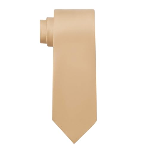 KOOELLE Tie Solid Pure Color Plain Mens Neckties Formal Champagne Ties For Men