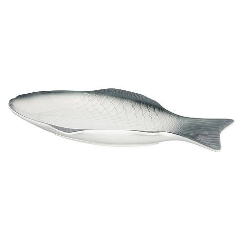 Luxshiny Plato De Pescado De Cerámica De 15 Pulgadas Verde Oscuro Para Cocinar Al Vapor, Resistente y Seguro, Adecuado Para Servir Mariscos y Pescado Fresco Ocasiones Obsequios