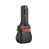 FREOJGU Gitarrentasche 41 Zoll verdickter wasserdichter Oxford-Nylon-Doppelgurt mit Baumwolle...