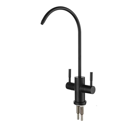 Miscelatore Cucina Rubinetto Depuratore Acqua 2 Vie a Collo di Cigno Monoforo Rubinetto Scqua Fredda Doppie Maniglie,nero