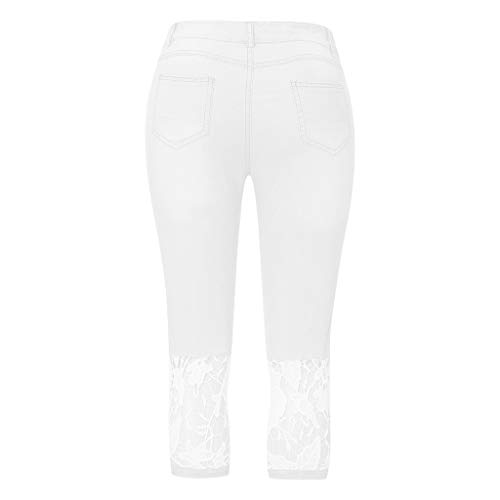 Women's Skinny Capri Jeans Stretchy Tummy Control Jeggings Summer Lace Butt Lifting Denim Pant Slim Fit Ladies4