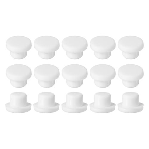 Image of uxcell 15Pcs Silicone Hole Plug, Waterproof T-Shaped Rubber Stoppers Bottle Seal Tube Pipe Plug End Cap for 15.5mm /0.61 inch Hole for Bathtub Bottle, 0.39 inch Plug Height, White