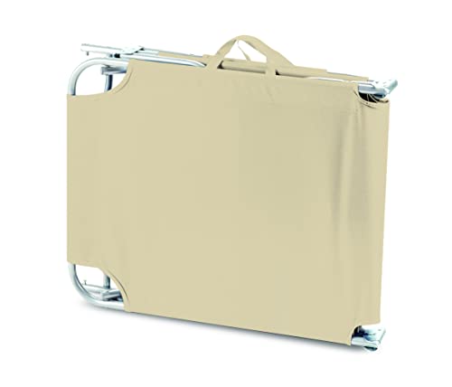 Lit pliant Majorque robuste en acier et toile PVC 600D beige - 3