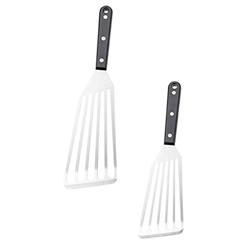 FRCOLOR 2pcs Fish Spatula Stainless Steel Slotted Turner Metal Slotted Spatulas for Flipping Turning Frying Grilling Fish Meat Eggs Pancakes (Assorted Color)