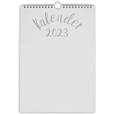 Bastelkalender 2023 FSC® DIN A4 zum Selbergestalten sanftweiß |Nachhaltiger DIY-Wandkalender zum Aufhängen| extra dicker 250 g/m² Recycling-Karton | Wochentage und deutsche Feiertage Cover