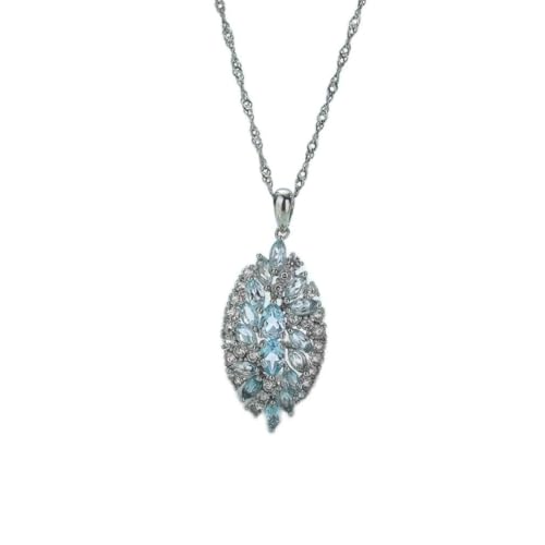 Collier en Argent Sterling 925 anti-ternissement avec pendentif topaze bleue véritable