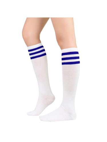 Image of Century Star Knee High Socks for Women Knee Long Striped Tube Socks Athletic Skate Soccer Stocking