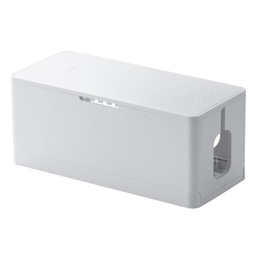 イーサプライ ケーブルボックス 電源まわり 目隠しボックス タップ収納ボックス ケーブル収納 幅34cm 充電ステーション ABS樹脂 スイッチ収納 EZ2-CB090W