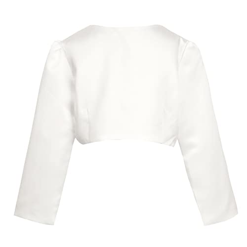 Kids Girls Long Sleeve Bolero Shrug Jacket Cardigan for Formal Dress Wedding Party Flower Sweater Dress Cover Up Ivory 5-6 Years2