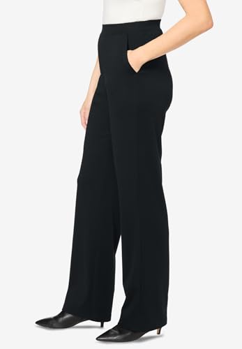 Woman Within Plus Size Womens Plus-Size Stretch Ponte Knit Pull-On Wide-Leg Pants3
