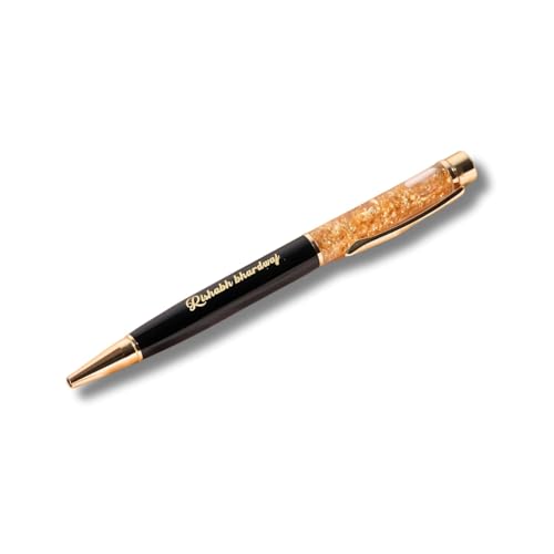 Image of Personalized Pen with Name Engraved I Metal Classy Customized Roller Ball Pens I Comfortable to Hold & Write I Gift for Men & Women Birthday Corporate Gifting (Gold Flake Pen)
