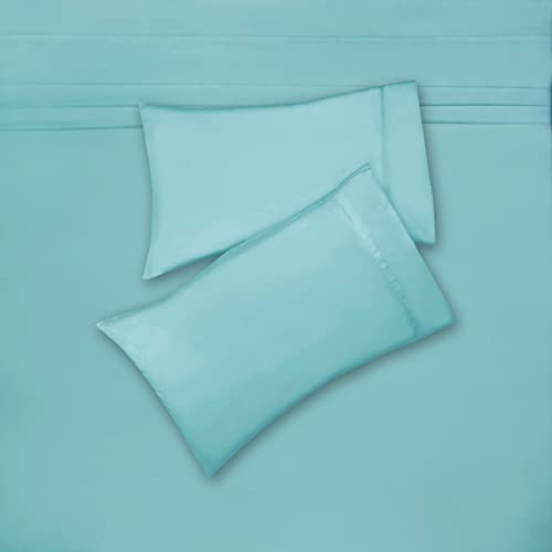 Mejoroom Cooling Bed Sheet Set - Hypoallergenic Bedding Blend From Natural Rayon Fiber - 16" Deep Pocket,Ultra Silky Soft, Eco-Friendly - 4 Piece (Full，Blue) #TOP1