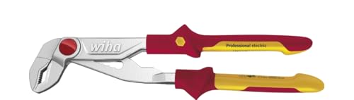 Wiha Wasserpumpenzange Professional electric mit Druckknopfeinstellung (37450) 250 mm Zange für Elektriker, VDE geprüft, stückgeprüft, stabil und robust
