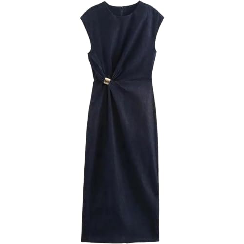 Women's Dresses Chic Casual Dress Golden Inlay O-Neck Sleeveless Straight