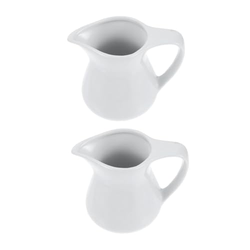 KICHOUSE 2 Piece Ceramic Milk Pitcher Latte Art Cup Creamer Pitcher Syrup Set Random Style
