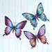 Collections Etc Colorful Butterfly Metal 3D Wall Art - Set of 3, Beautiful Shades of Purple, Blue, Brown, and Pink - Spring Decorative Accents for Any Room in Home