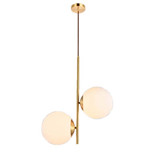 Lumière Suspendue Blanche E27 avec Abat-Jour en Verre Lampe Globe