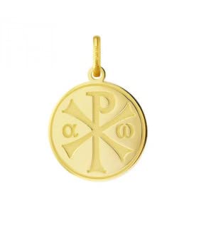 Pendentif chrisme or 18 carats Argyor en or jaune massif pour collier