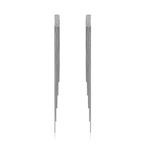 Image of Meissa Sterling Silver Dangle and Drop Earrings for Women Cubic Zirconia Long Earrings Statement Diamond Earrings Hypoallergenic (Silver)
