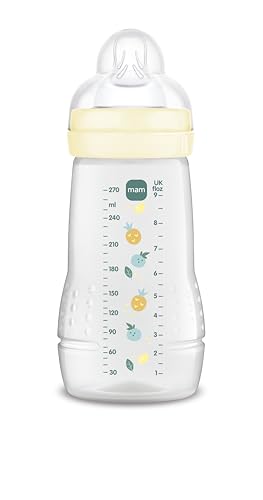 MAM Biberón, 2-4 Meses, 270ml, con Tetina 2 de Flujo Medio de Silicona de Fácil Aceptación, Fácil de Sostener, Fácil de Limpiar, MAM Easy Active, Neutro Brillante, Pack de 1ud