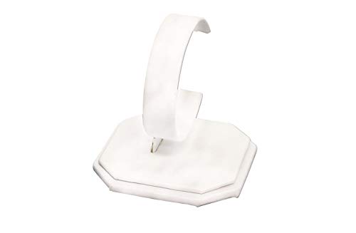 2 White faux leather watch or bracelet display stands showcase stand