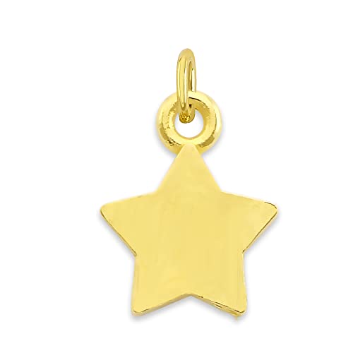 Solid 10k Gold Star Microcharm, Mini Cute Charm Celestial Astrology Jewelry with Clasp