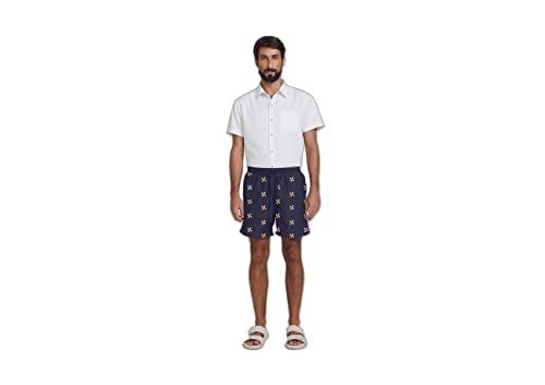 Shorts Praia Masculino Regular Estampado Azul Marinho XG