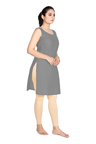 Image of Women's Cotton Long Camisole for Kurti /Suit Slip /Long Inner /Samij for Women Sameej /Knee Length Inner Wear /Sameez /Kurti Slip /Round Neck /Invisible
