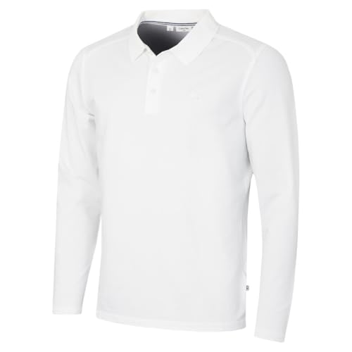 Calvin Klein Mens Long Sleeve Stretch Polo Shirt - White - S