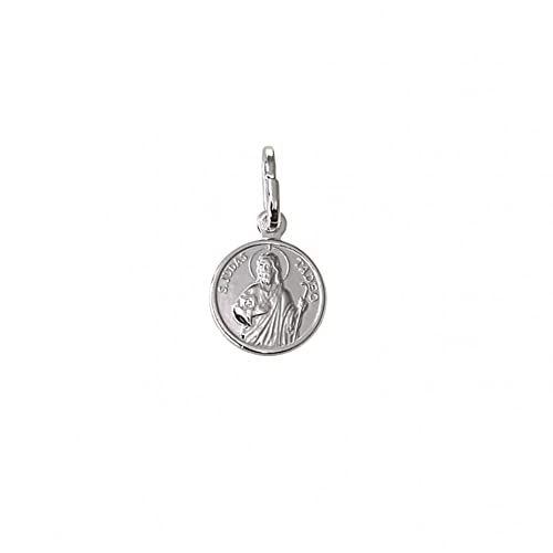 Minoplata Medalla pequeña San Judas Tadeo de Plata de ley 925 10mm diámetro un Colgante unisex