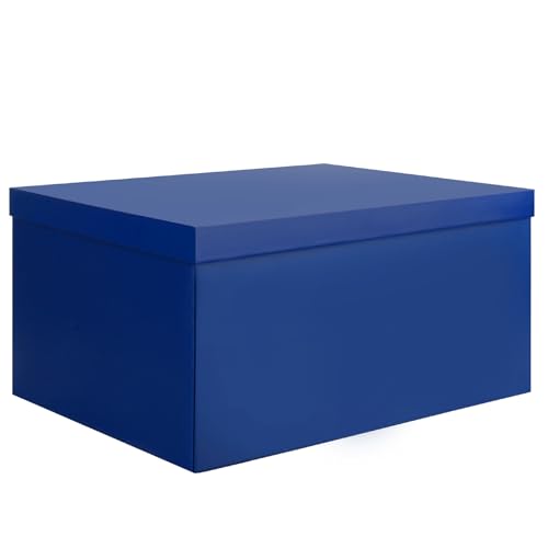 KISPATTI Boîte de Rangement, Bleu Boîtes Rangement avec Couvercle 38 x 28 x 19 cm Grand Boîte Rangement avec Ruban Boîtes Rangement Carton pour Maison...
