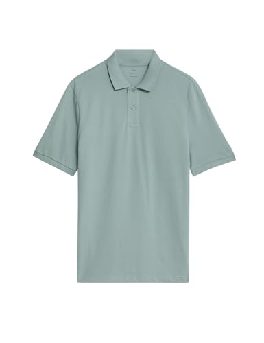Image of Marks & Spencer Pure Cotton Pique Polo Shirt Green