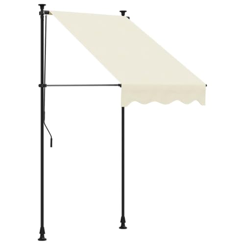 vidaXL Toldo Retráctil, Sombrilla Extensible de Ventana, Protección UV, Parasol para Jardín Patio Balcón, Tela y Acero Crema 100x150 cm