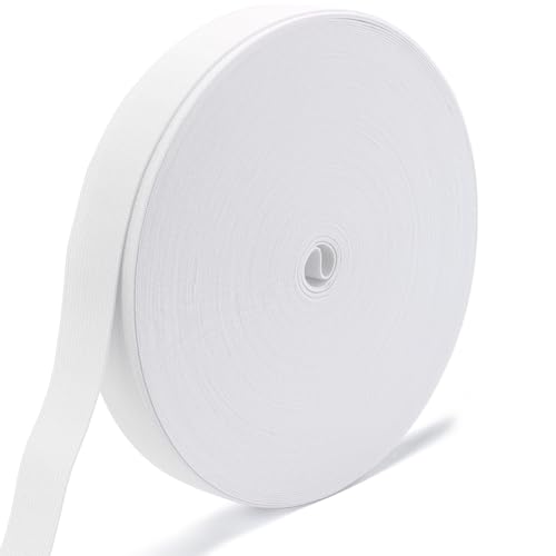 RIUNBB White Elastic Bands for Sewing - Waistband Elastic 1 inch x 30 Yards - Durable Comfortable Stretch for Pajamas Crafts Waistbands & Masks
