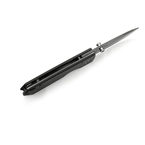 Cool Hand 5.2'' Carbon Fiber Folding Knife, 2'' Polished Black Mirror Ceramic Blade, Edc Foldable Pocket Knife, Liner Lock, 1.5 Oz Light Wight, Ambi Thumb Stud #TOP2