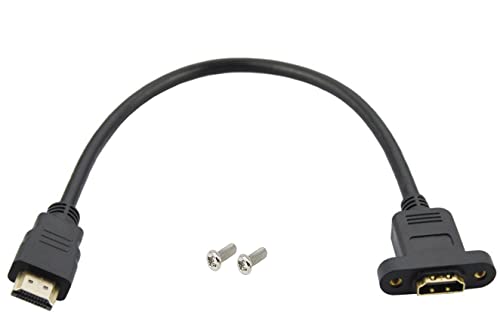 Montage du panneau HDMI Câble d'extension haute vitesse HDMI Câble d'extension mâle à femelle avec support à vis 4K Résolution pour Blu Ray Player, 3D TV, C'est ça. Xbox360,Noir (1 FT/30 CM)