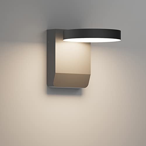 K-Bright 20W 1540LM Einstellbarer Winkel LED außenwandleuchten 4000K Korridor Außenbalkon Garage Garten außenlampe Dunkelgrau IP54 regenfeste wandleuchte aussen(Dunkelgrau).