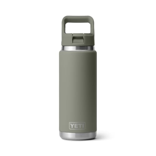 Image of YETI Rambler 26 oz Bottle, Vacuum Insulated, Stainless Steel with Color Matching Straw Cap