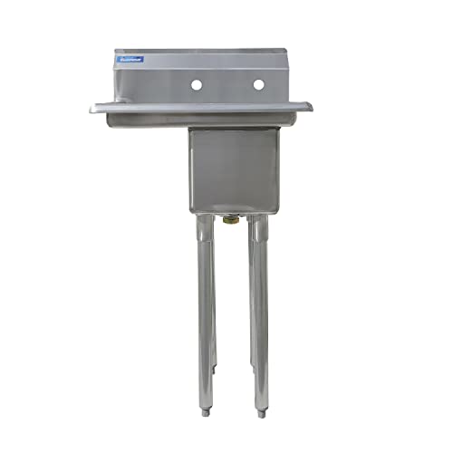 Image of AmGood Stainless Steel Prep & Utility Sink | 304 Stainless Steel | Restaurant, Kitchen, Laundry, Garage | NSF (Bowl Size: 10 inchx14 inchx10 inch + Left Drainboards)