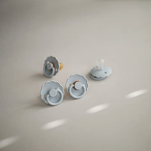 Image of FRIGG Daisy Natural Rubber Baby Pacifier | Made in Denmark | BPA-Free (Powder Blue /Sage, 0-6 Months) 2-Pack