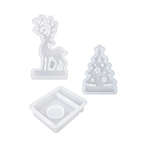 Set of 3 Silicone Candlestick Molds Circular Candle Holder Moulds for Christmas